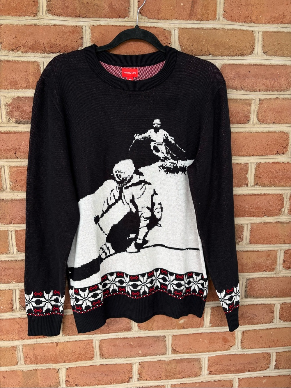 Men's Black Ski Graphic Crewneck Sweater